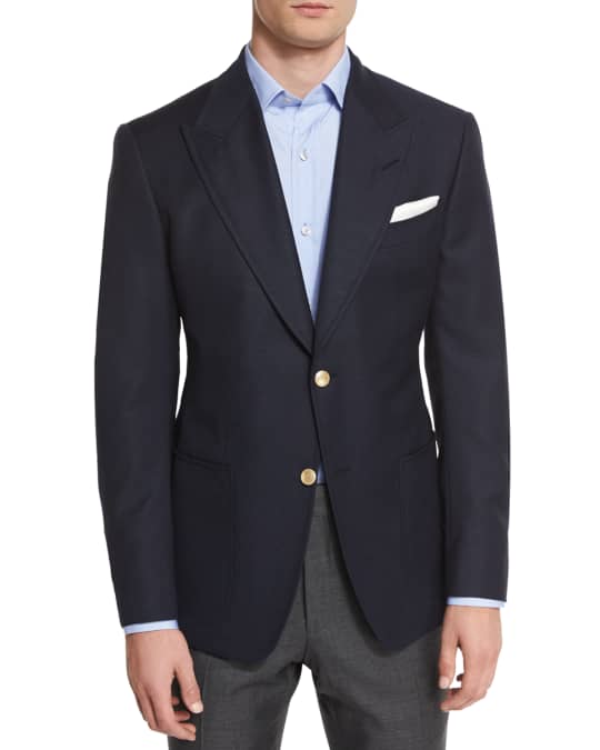 TOM FORD Spencer Base Two-Button Blazer, Navy | Neiman Marcus
