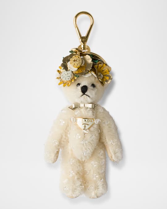 Prada Teddy Bear Bag Charm with Metal Ring | Neiman Marcus