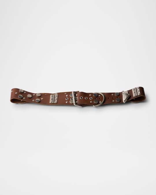 Prada Men's Studded Leather Belt | Neiman Marcus