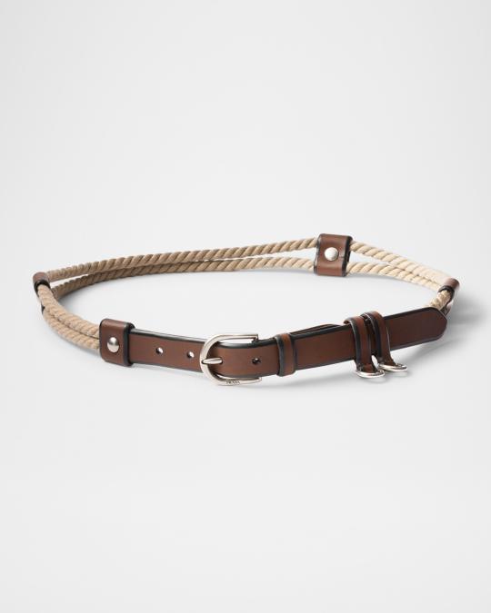 Prada Men's Leather And Rope Belt | Neiman Marcus
