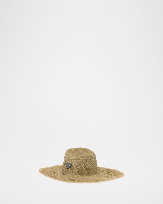 Men's Triangle Logo Wide-Brim Straw Hat