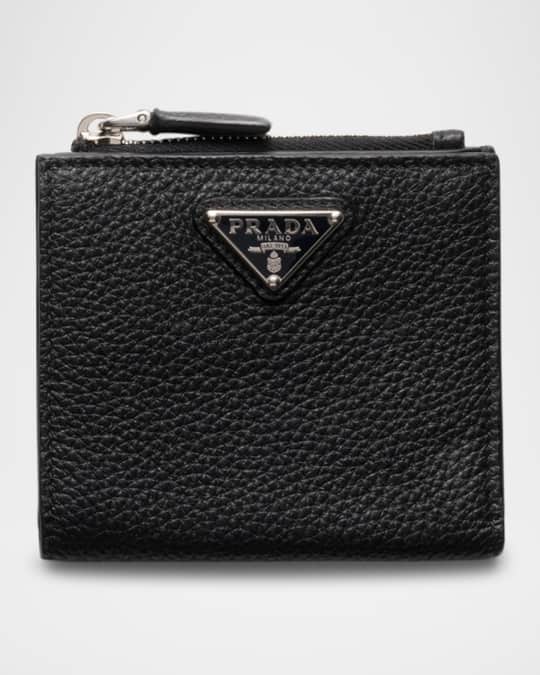 折りたたみ財布 PRADA BLACK LEATHER WALLET Prada Black Saffiano Leather Compact Bifold Wallet