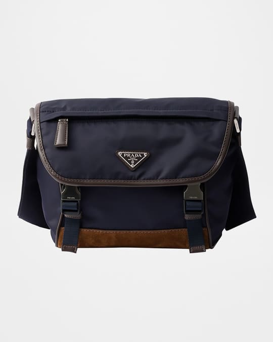 Prada Men's Nylon and Suede Messenger Bag | Neiman Marcus