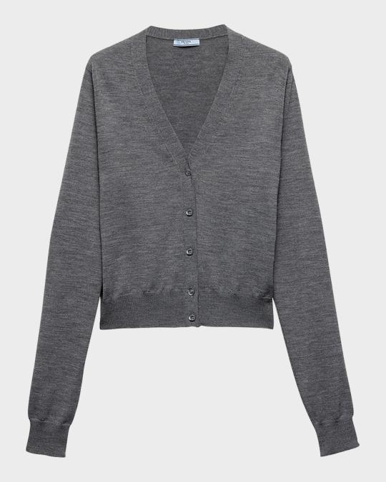 Prada V-Neck Wool Cardigan | Neiman Marcus