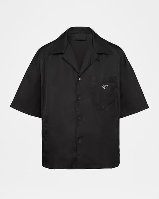 Prada Men's Re-Nylon Camp Shirt | Neiman Marcus