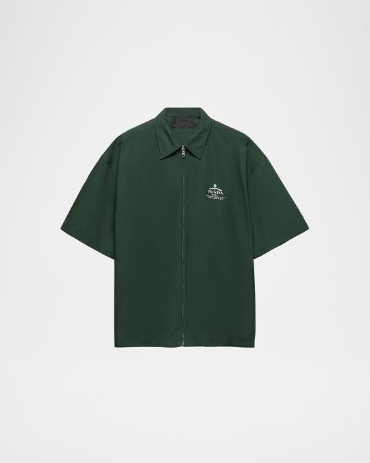 Prada Men's Technical Cotton Zip-Up Shirt | Neiman Marcus