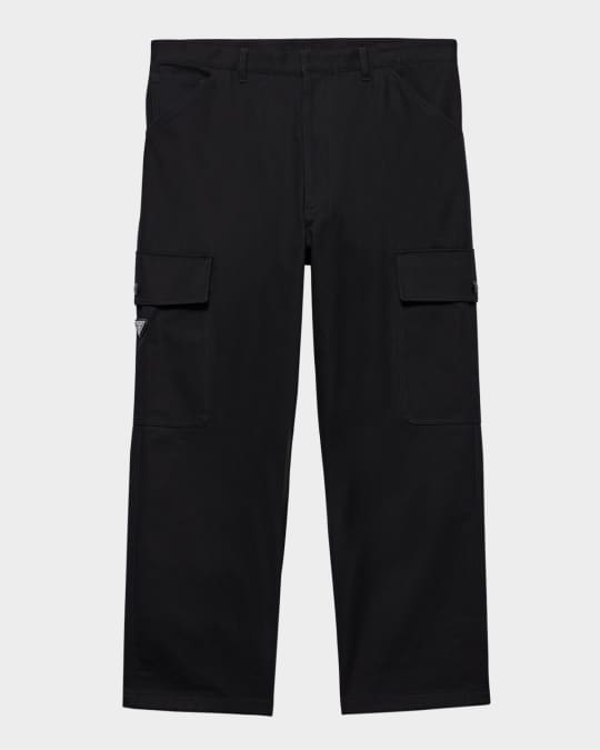 Prada Men's Wide-Leg Cotton Cargo Pants | Neiman Marcus