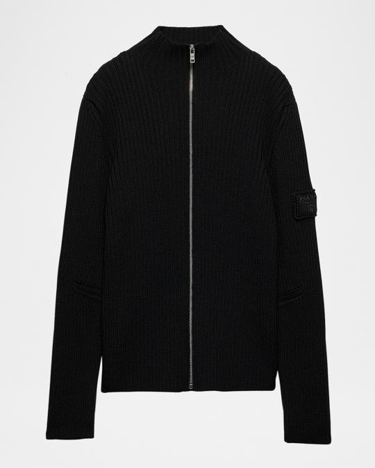 Prada Men's Ribbed Zip Sweater | Neiman Marcus