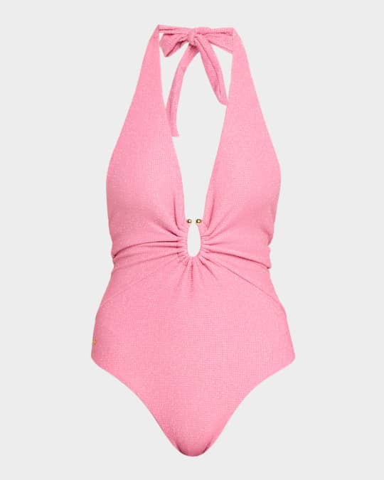 Glitter Plunge Detail One-Piece Swimsuit