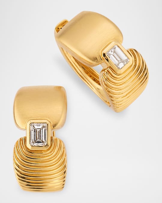 18K Adire Diamond Huggie Earrings