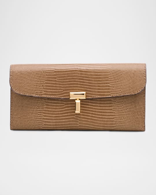 Toteme T-Lock Lizard-Embossed Leather Wallet | Neiman Marcus