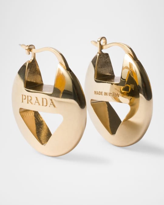 PRADA ピアス　ゴールド Prada Triangle Cutout Disc Earrings | Neiman Marcus