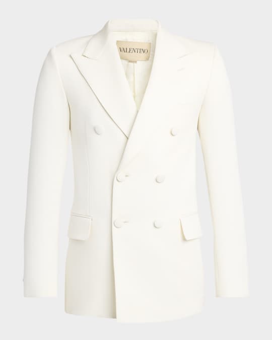 Valentino Garavani Men's Tonal Peak Lapel Double-Breasted Dinner