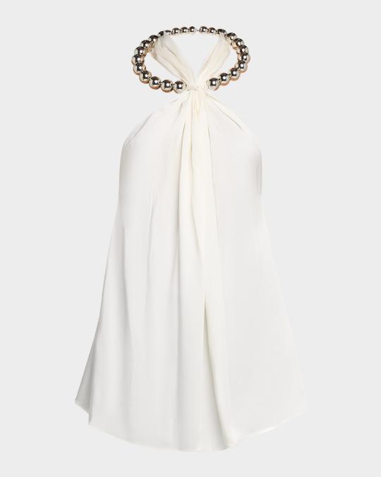 stella mccartney white halter neck dress Sphere Embellished Top ready to wear pakistani shirts