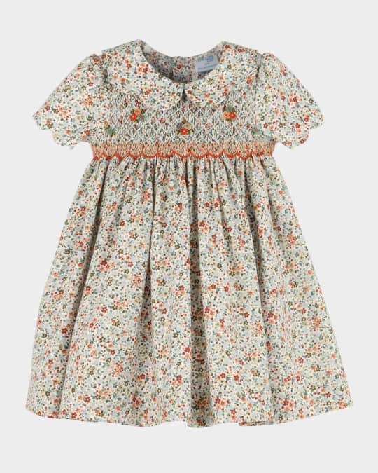 Luli & Me Girl's Autumn Glow Smock Dress, Size 4T-6 | Neiman Marcus