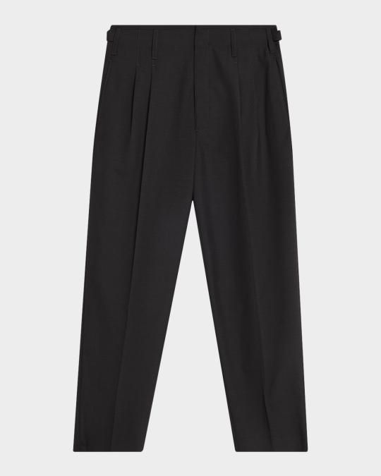LEMAIRE Men's Tropical Polyester and Wool Pleated Pants | Neiman