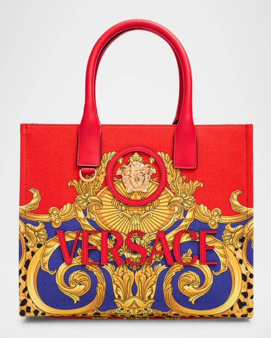 VERSACE ラ メドゥーサ スモール キャンバス トートバッグ La Medusa Small Canvas Tote Beige | VERSACE US