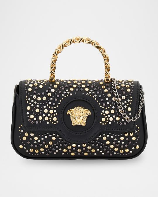 Versace La Medusa Mini Studded Leather Top-Handle Bag | Neiman Marcus
