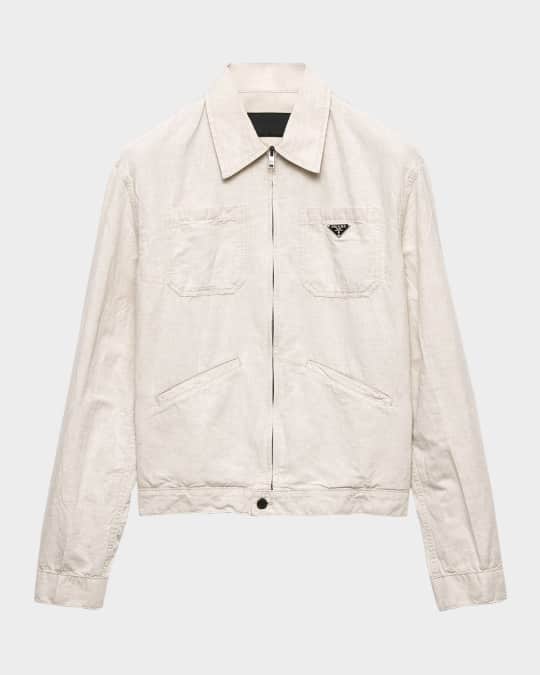 Prada Men's Chambray Blouson Zip-Front Jacket | Neiman Marcus