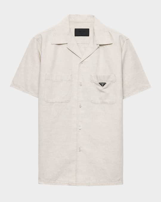 Prada Men's Short-Sleeve Chambray Shirt | Neiman Marcus