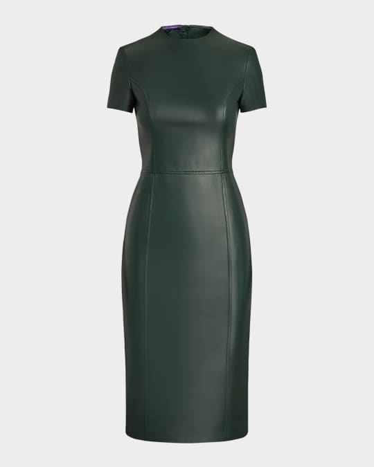 chinese dress ladies PORTER Purple Leather Long Sleeve Midi dress Size Small – Porter Vintage main image 1