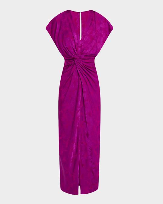 Atelier Prabal Gurung Jackie Floral Jacquard Twisted Midi Dress