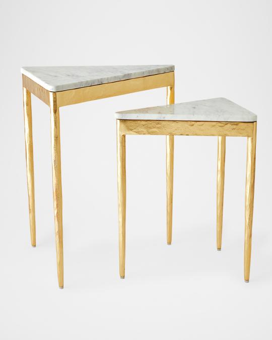 Global Views Triangular Gold Leaf Nesting Tables, Set of 2 | Neiman Marcus