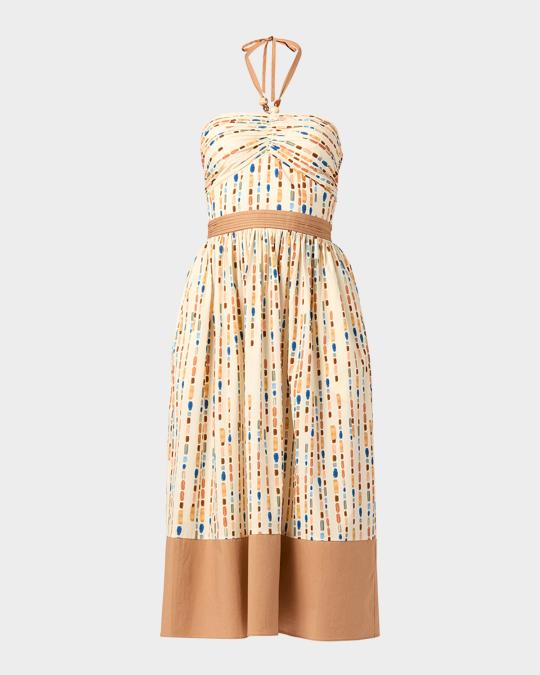 shoshanna gold strapless dress Serene A-Line Midi Prom dress