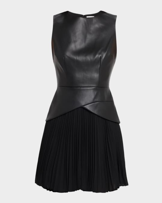asymmetrical leather dress AVENUE NO.29 - Black Eco Leather Asymmetrical Mini Dress With Ruffle