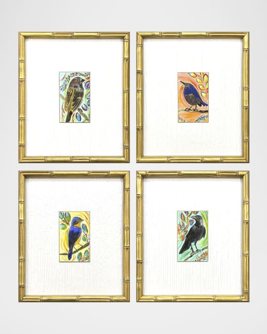 "Sassy Birds" Framed Giclees by Susan Adamson-Ray, Set of 4