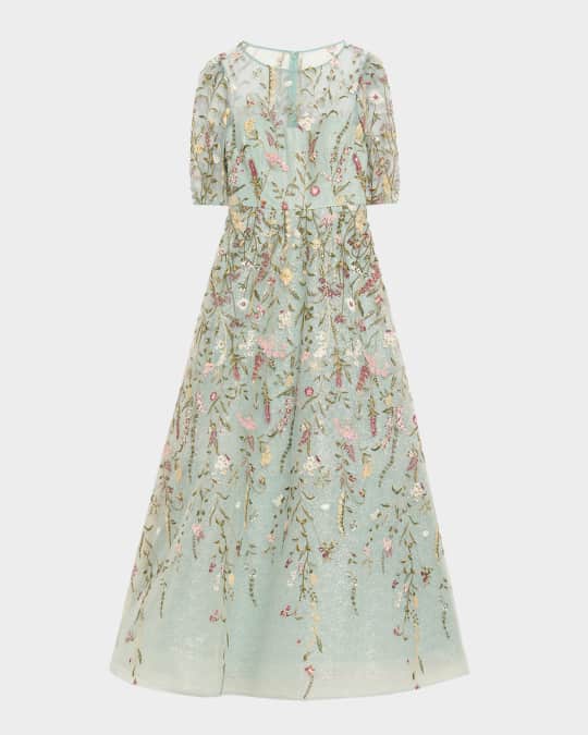 sage green dress wedding Pebble Jacquard 3D Flower Off The Shoulder Gown – Terijon.com main image 0