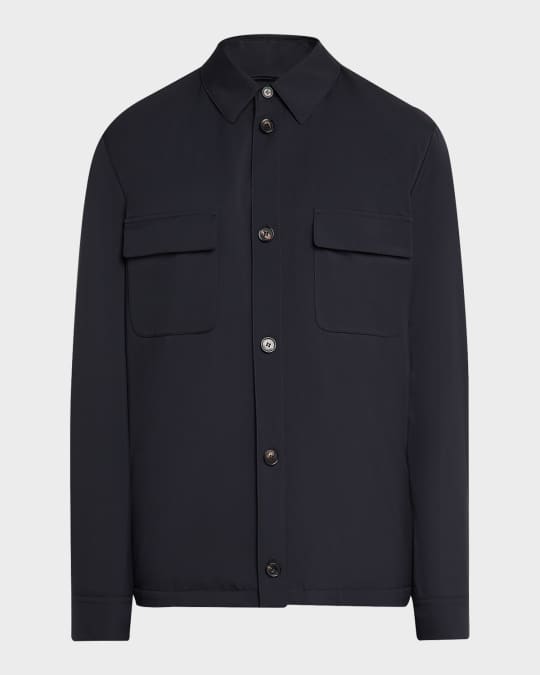 Loro Piana Men's Microfiber Water-Repellent Overshirt | Neiman Marcus