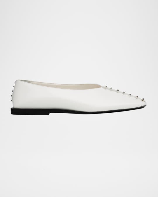Jil Sander Studded Leather Ballerina Flats | Neiman Marcus