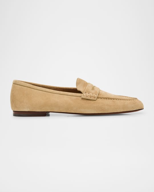Ralph Lauren Men's Collins Suede Moc-Toe Penny Loafers | Neiman Marcus