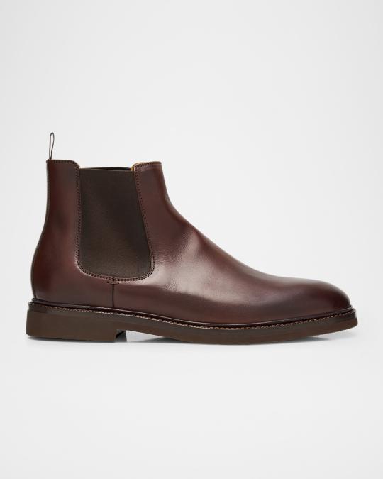 Brunello Cucinelli Men's Waxed Calfskin Chelsea Boots | Neiman Marcus