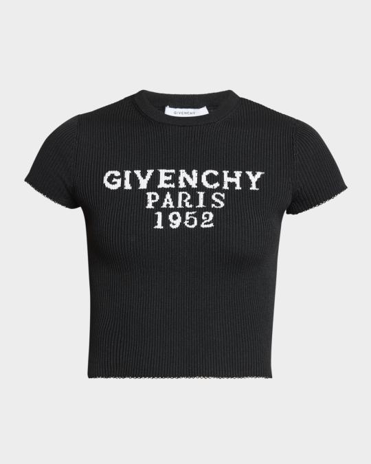 Givenchy Logo Short-Sleeve Crop Rib T-Shirt | Neiman Marcus