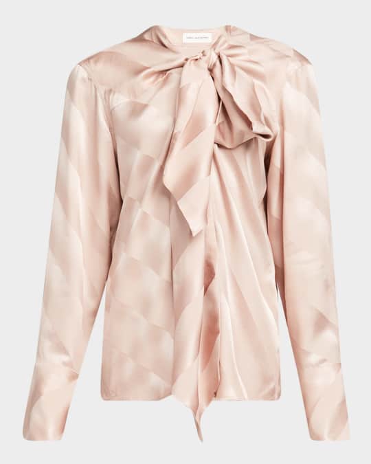 Dries Van Noten Curbi Silk Neck-Tie Blouse | Neiman Marcus