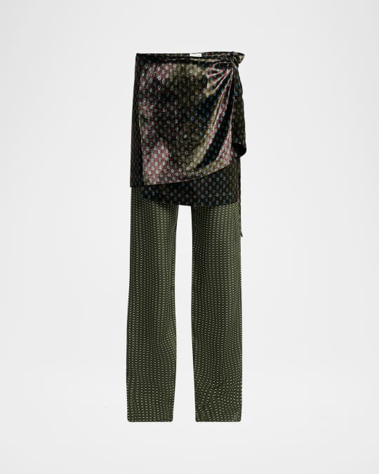 パンツ dries van noten 24ss skirt pants Dries Van Noten Pritty Skirt Overlay Wide-Leg Pants | Neiman Marcus