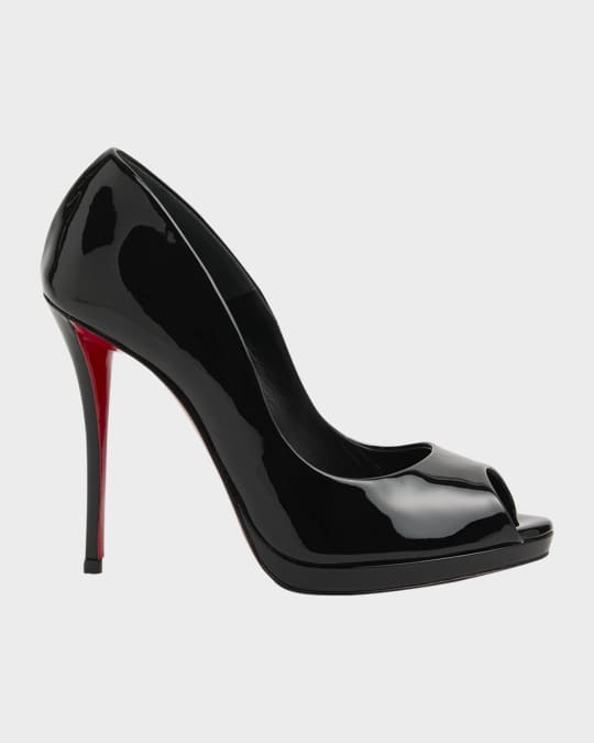 Christian Louboutin 120mm Lady Z Patent Leather Peep-Toe Pumps