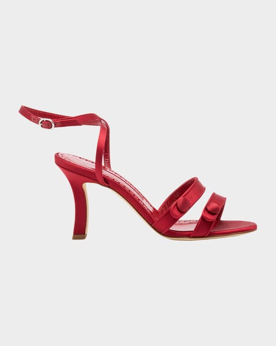 Manolo Blahnik Neusita Satin Sandals | Neiman Marcus