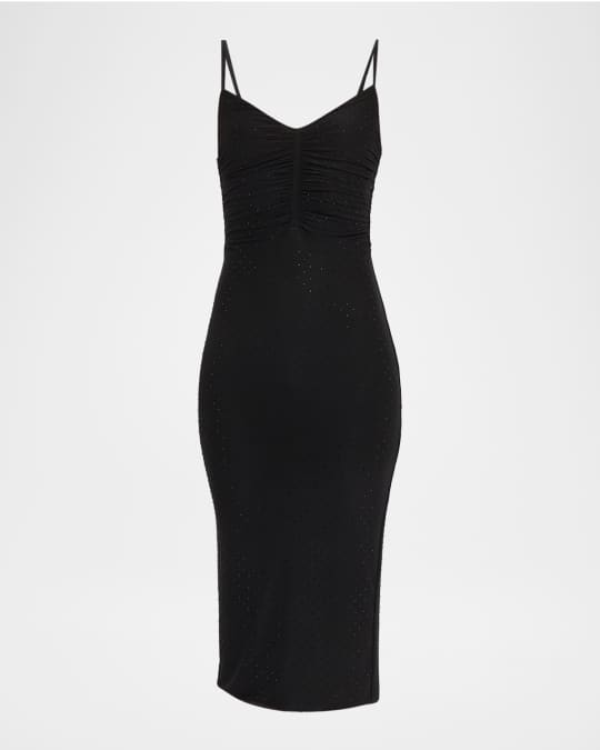 black and gold dress accessories L'AGENCE Seridie Velvet Slip Dress In Black