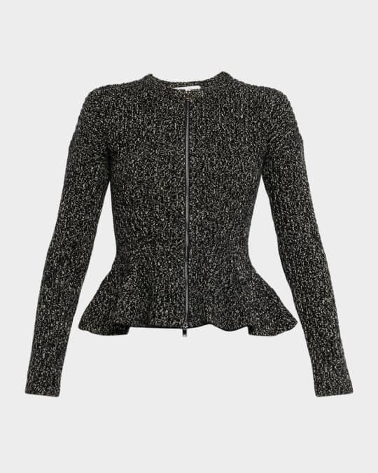 Max Mara Kim Cashmere Peplum Zip Cardigan | Neiman Marcus