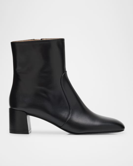 Stuart Weitzman Maeve Leather Zip Booties | Neiman Marcus
