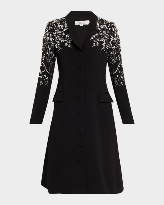 Rickie Freeman for Teri Jon Bead-Embroidered Crepe Blazer Dress | Neiman  Marcus