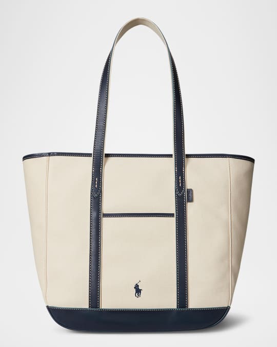Polo Ralph Lauren Canvas and Leather Medium Tote Bag | Neiman Marcus