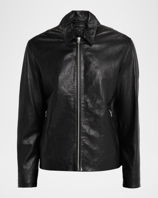 Rag & Bone Men's Melrose Full-Zip Leather Jacket | Neiman Marcus