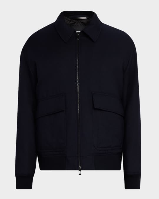 Theory Men's Modern Aviator Jacket in Dapper Wool | Neiman Marcus