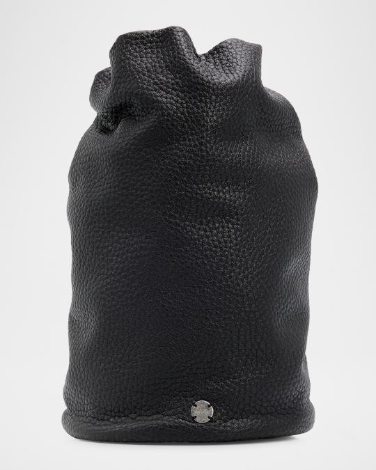 THE ROW Men's Sporty Leather Drawstring Pouch | Neiman Marcus