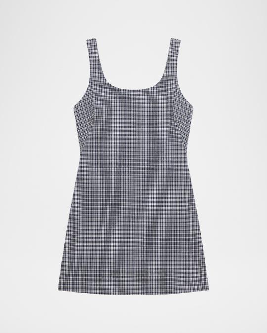 theory knit checkered dress Plaid Scoop-Neck Mini type:Swim Cover-ups