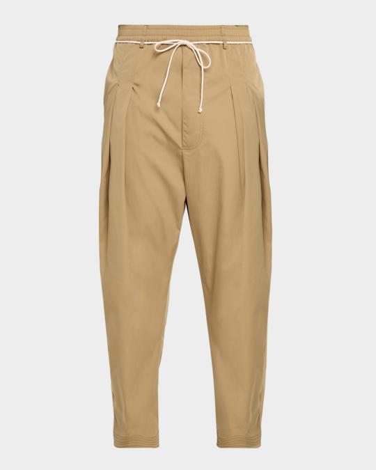 MORDECAI Men's Double-Pleated Tapered Drawstring Pants | Neiman Marcus